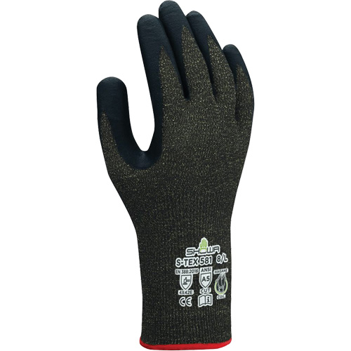 Gants r&eacute;sistants aux coupures S-TEX 581, Taille 6/Petit, Calibre 13, Rev&ecirc;tement Mousse de nitrile, Enveloppe en Acier inoxydable/Kevlar, ANSI/ISEA 105 niveau 5/EN 388 niveau E Equipment World