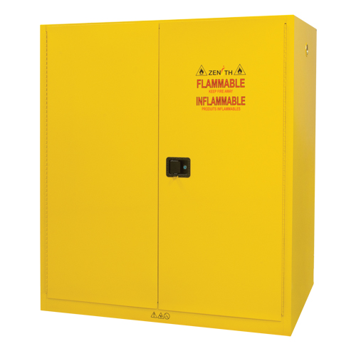 Vertical Drum Storage Cabinet, 110 US gal. Cap., 2 Drums, Yellow Equipment World
