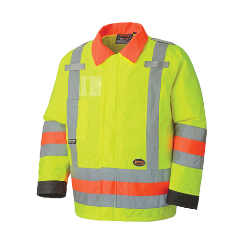 6037 Manteau de s&eacute;curit&eacute; imperm&eacute;able pour le contr&ocirc;le de la circulation, Polyester, Jaune lime haute visibilit&eacute;, T-petit Equipment World