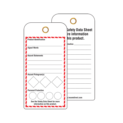 GHS Workplace Tags, Cardstock, 3" W x 6" H, English Equipment World