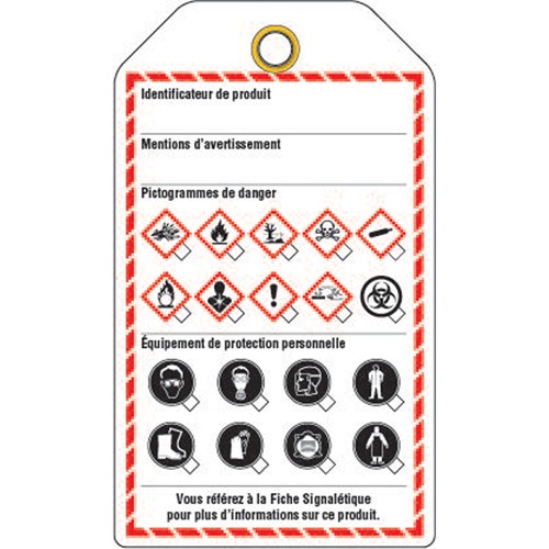 &eacute;tiquettes pour le milieu de travail, Papier cartonn&eacute;, 3-3/8" la x 5-3/4" h, Français Equipment World