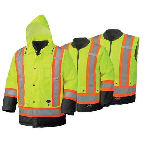 5021BB Waterproof 6-in-1 Safety Parka, High Visibility Lime-Yellow, 2X-Large Equipment World