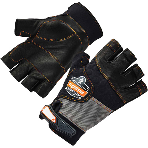ProFlex 901 Half-Finger Leather Impact Gloves, Small, Grain Leather Palm, Hook & Loop Cuff Equipment World