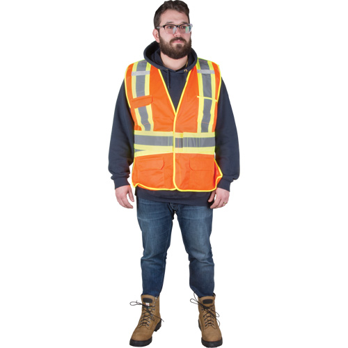 Flame-Resistant Surveyor Vest, High Visibility Orange, Medium, Polyester Equipment World