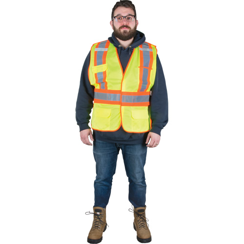 Flame-Resistant Surveyor Vest, High Visibility Lime-Yellow, Medium, Polyester Equipment World