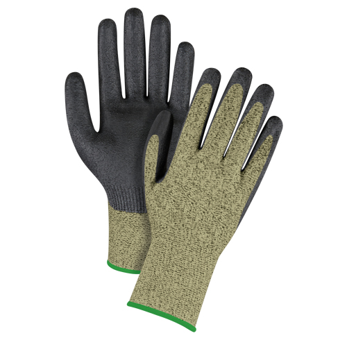 Gants &eacute;lastiques sans coutures r&eacute;sistants &agrave; la coupe noir & jaune, Taille Moyen/8, Calibre 13, Rev&ecirc;tement Mousse de nitrile, Enveloppe en Aramide, ASTM ANSI niveau A6 Equipment World