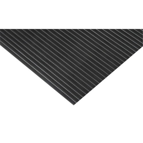 Wide-Ribbed Matting, Wiper, 3' x 75' x 1/8", Black Equipment World