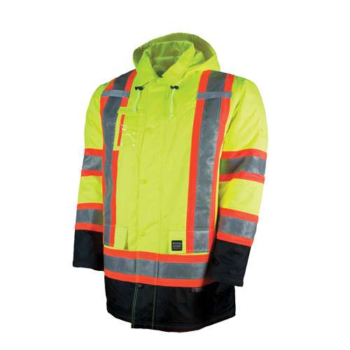 Lined Safety Parka, High Visibility Lime-Yellow, Large Equipment World