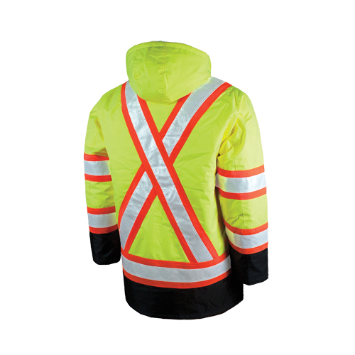 Lined Safety Parka, High Visibility Lime-Yellow, Large Equipment World
