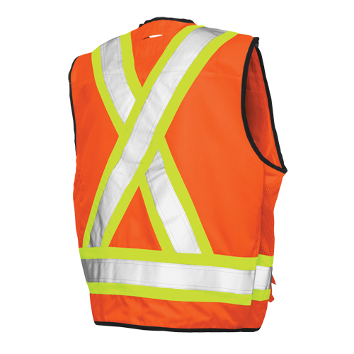 Surveyor Safety Vest, High Visibility Orange, Large, Polyester Equipment World