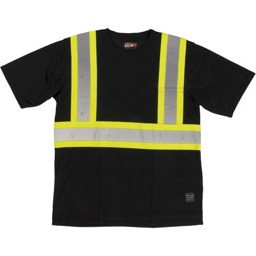 Short-Sleeved Safety T-Shirt with Pocket, Polyester, Large, Black Equipment World