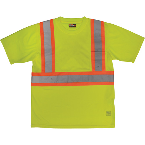 Short-Sleeved Safety T-Shirt with Pocket, Polyester, Large, High Visibility Lime-Yellow Equipment World