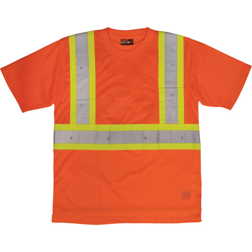 T-shirt de s&eacute;curit&eacute; avec poche &agrave; manches courtes, Polyester, Grand, Orange haute visibilit&eacute; Equipment World