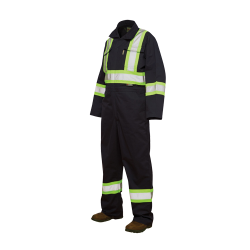 Unlined Safety Coveralls, Large, Navy Blue Equipment World