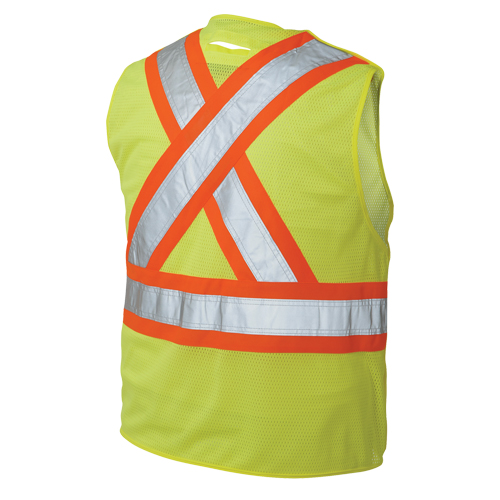 5-Point Tearaway Safety Vest, High Visibility Lime-Yellow, Large/X-Large, Polyester Equipment World