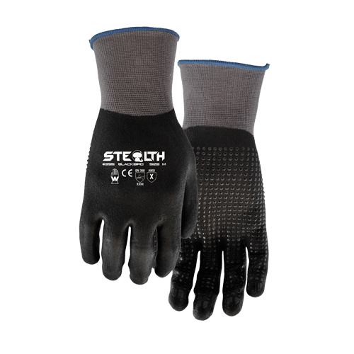 395 Stealth Blackbird Gloves, 8/Medium, Foam Nitrile Coating, 15 Gauge, Nylon Shell Equipment World