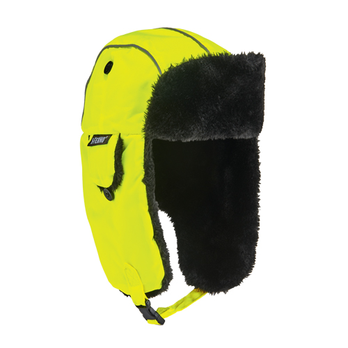 N-Ferno&reg; 6802 Classic Trapper Hat, Synthetic Fur Lining, Medium/Small, High-Visibility Lime Green Equipment World