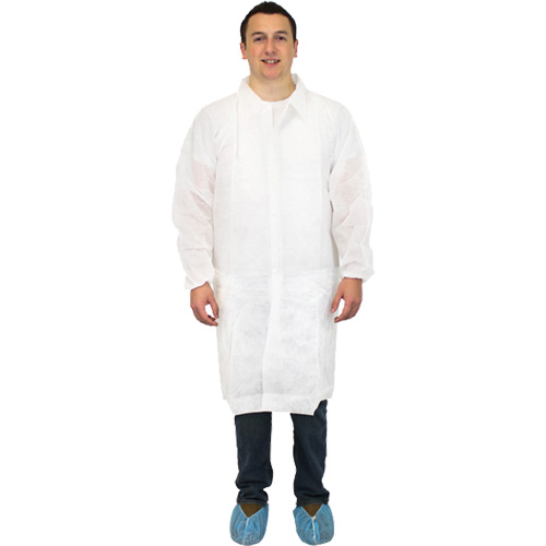 Lab Coat, Polypropylene, White, Medium Equipment World