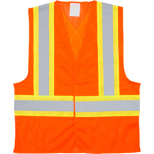 Traffic Safety Vest, High Visibility Orange, Large, Polyester Equipment World