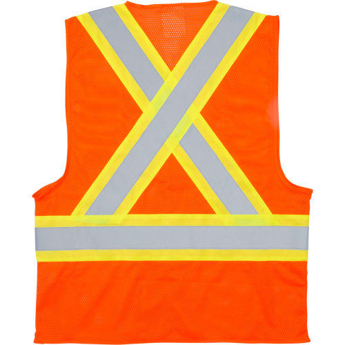 Traffic Safety Vest, High Visibility Orange, Large, Polyester Equipment World