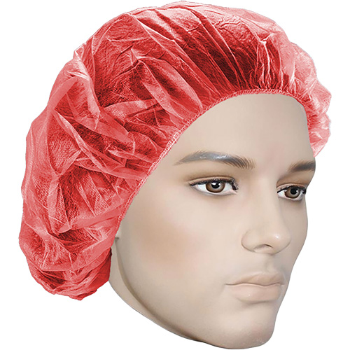 Bouffant Caps, Polypropylene, 21", Red Equipment World