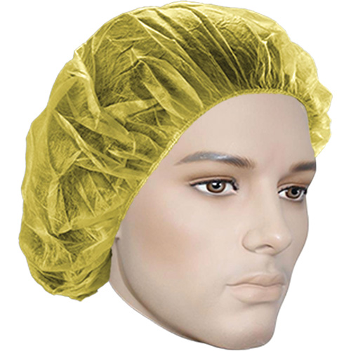 Bouffant Caps, Polypropylene, 24", Yellow Equipment World