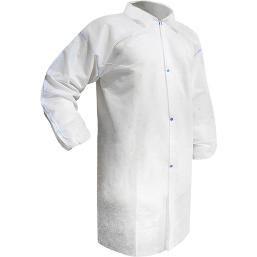 Disposable Lab Coat, Polypropylene, White, Medium Equipment World