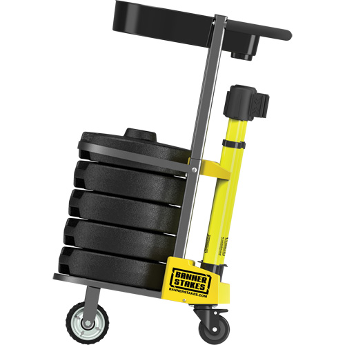 PLUS Barrier Post Cart Kit with Tray, 75' L, Metal, Yellow Equipment World