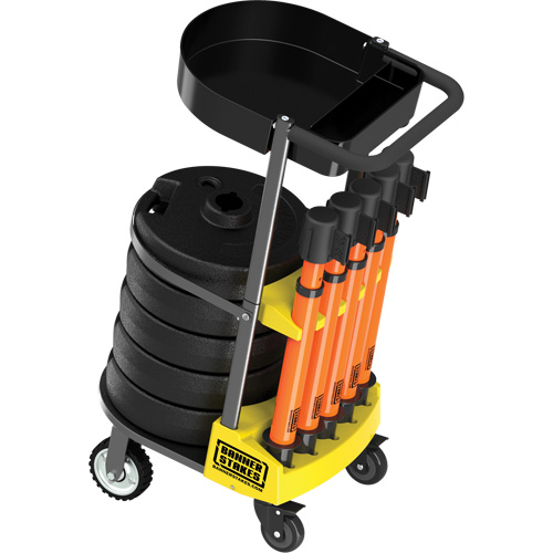PLUS Barrier Post Cart Kit with Tray, 75' L, Metal, Orange Equipment World