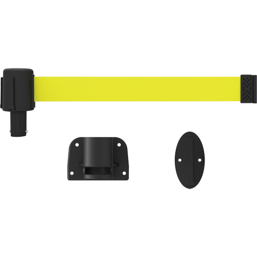 PLUS Wall Mount Barrier System, Plastic, Screw Mount, 15', Yellow Tape Equipment World