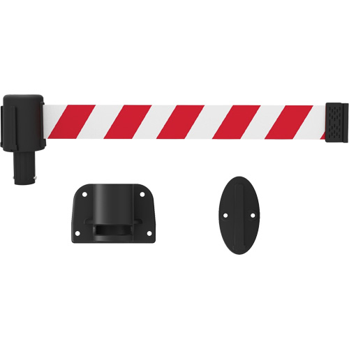 PLUS Wall Mount Barrier System, Plastic, Screw Mount, 15', Red and White Tape Equipment World