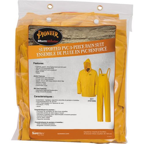 577 3-Piece Rain Suit, Polyester/PVC, 5X-Large, Yellow Equipment World