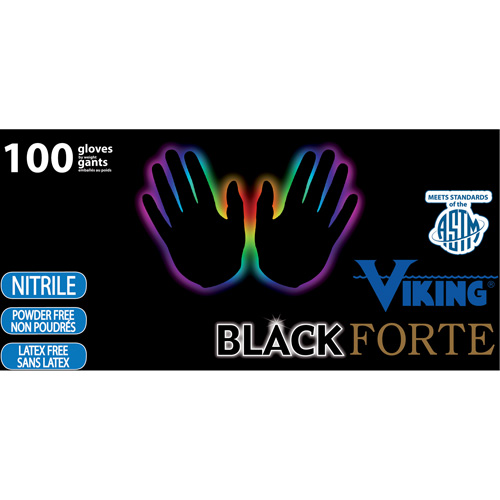 34605 Forte Disposable Gloves, Small, Nitrile, 6-mil, Powder-Free, Black Equipment World