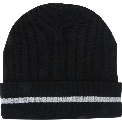 Knit Hat with Silver Reflective Stripe, One Size, Black Equipment World