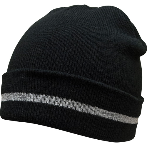 Knit Hat with Silver Reflective Stripe, One Size, Black Equipment World