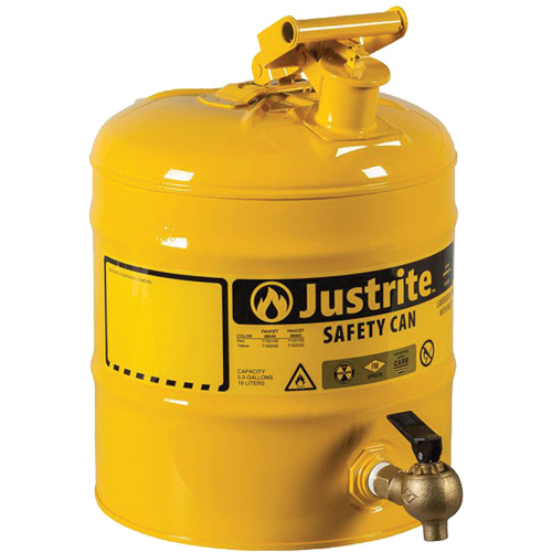 Bidon de s&eacute;curit&eacute; pour tablette, Type I, Acier, 5 gal. US, Jaune, Homologu&eacute; FM Equipment World