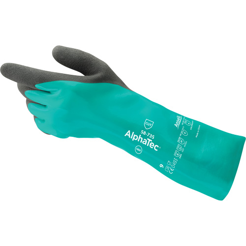 Gants r&eacute;sistants &agrave; la coupure et aux produits chimiques 58-735 AlphaTec, Taille 6, 13" lo, Nitrile, Doublure en Nylon, 39 mils Equipment World