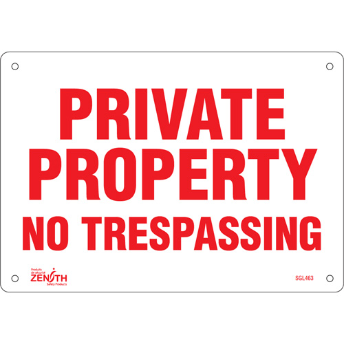 Enseigne Private Property, 7" x 10", Aluminium, Anglais Equipment World