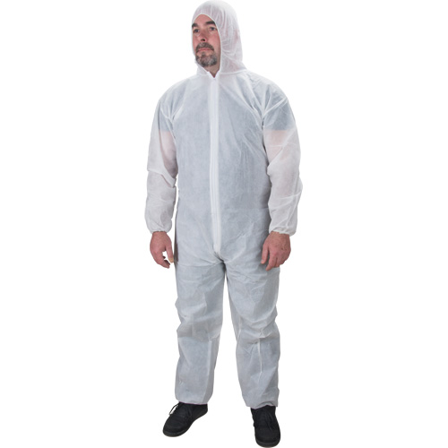 Hooded Coveralls, Large, White, Polypropylene Equipment World