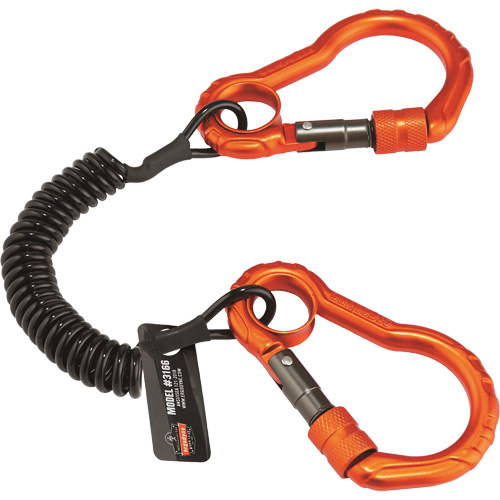 Squids&reg; 3166 Tool Lanyard, Coil, Dual Carabiner Equipment World