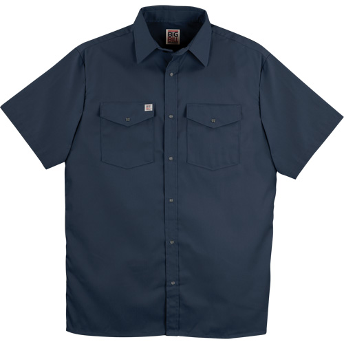Twill Short-Sleeved Work Shirt with Snap, Men's, Medium (Tall), Navy Blue Equipment World