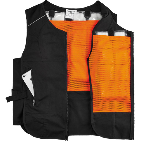 Veste de refroidissement &agrave; changement de phase l&eacute;g&egrave;re avec sachets 6260 Chill-Its, Petit/Moyen, Noir Equipment World