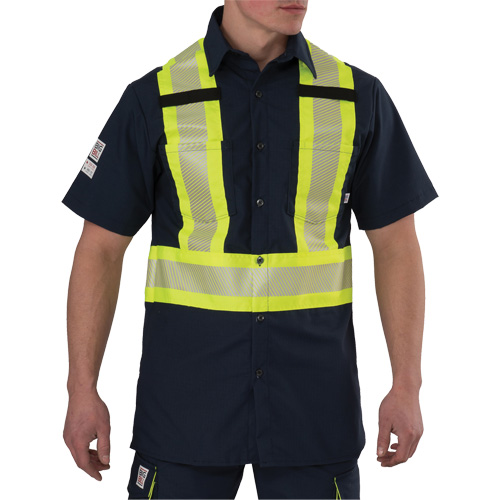 Ripstop High Visibility Short Sleeved Shirt, Polyester, Medium (Tall), Navy Blue Equipment World