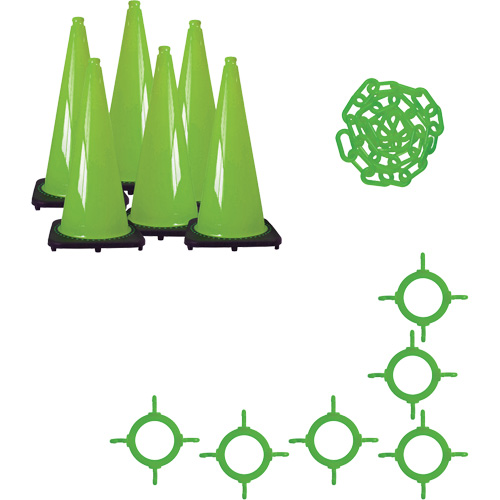 Ensemble de c&ocirc;nes de signalisation et chaînes, 36", Vert Equipment World