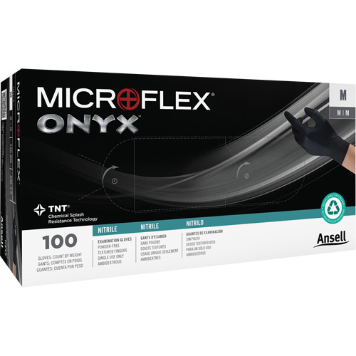 Onyx&reg; Gloves, Small, Nitrile, 3.5-mil, Powder-Free, Black Equipment World