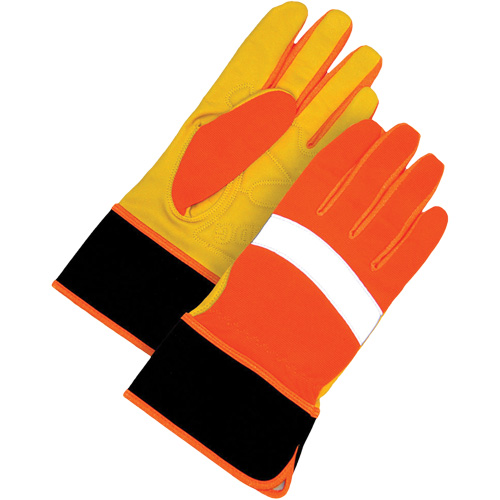 High Visibility Gloves, Size Large, Grain Leather Palm Equipment World