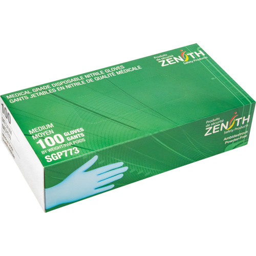 Puncture-Resistant Medical-Grade Disposable Gloves, Medium, Nitrile, 4.5-mil, Powder-Free, Blue, Class 2 Equipment World