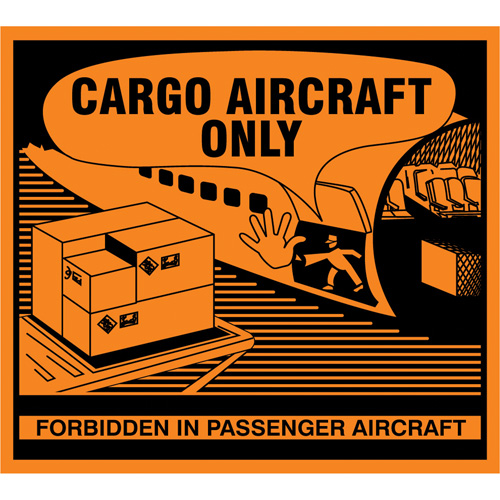 "Cargo Aircraft Only" Handling Labels, 4-3/4" L x 4-1/4" W, Orange Equipment World