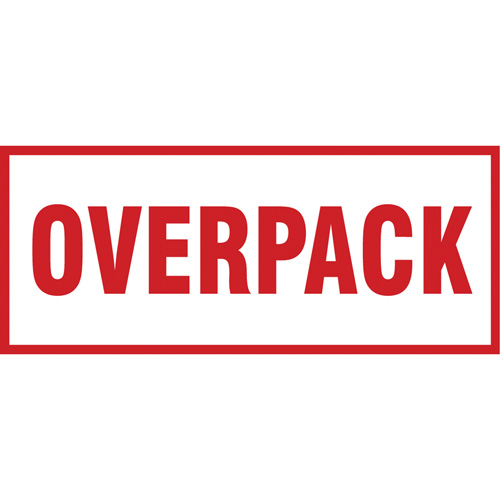 "Overpack" Handling Labels, 6" L x 2-1/2" W, Red on White Equipment World