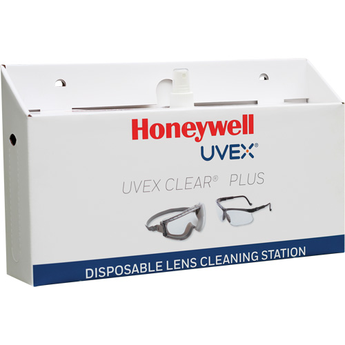 Uvex&reg; Clear&reg; Plus Disposable Lens Cleaning Station, Cardboard, 16" L x 3.19" D x 9.25" H Equipment World